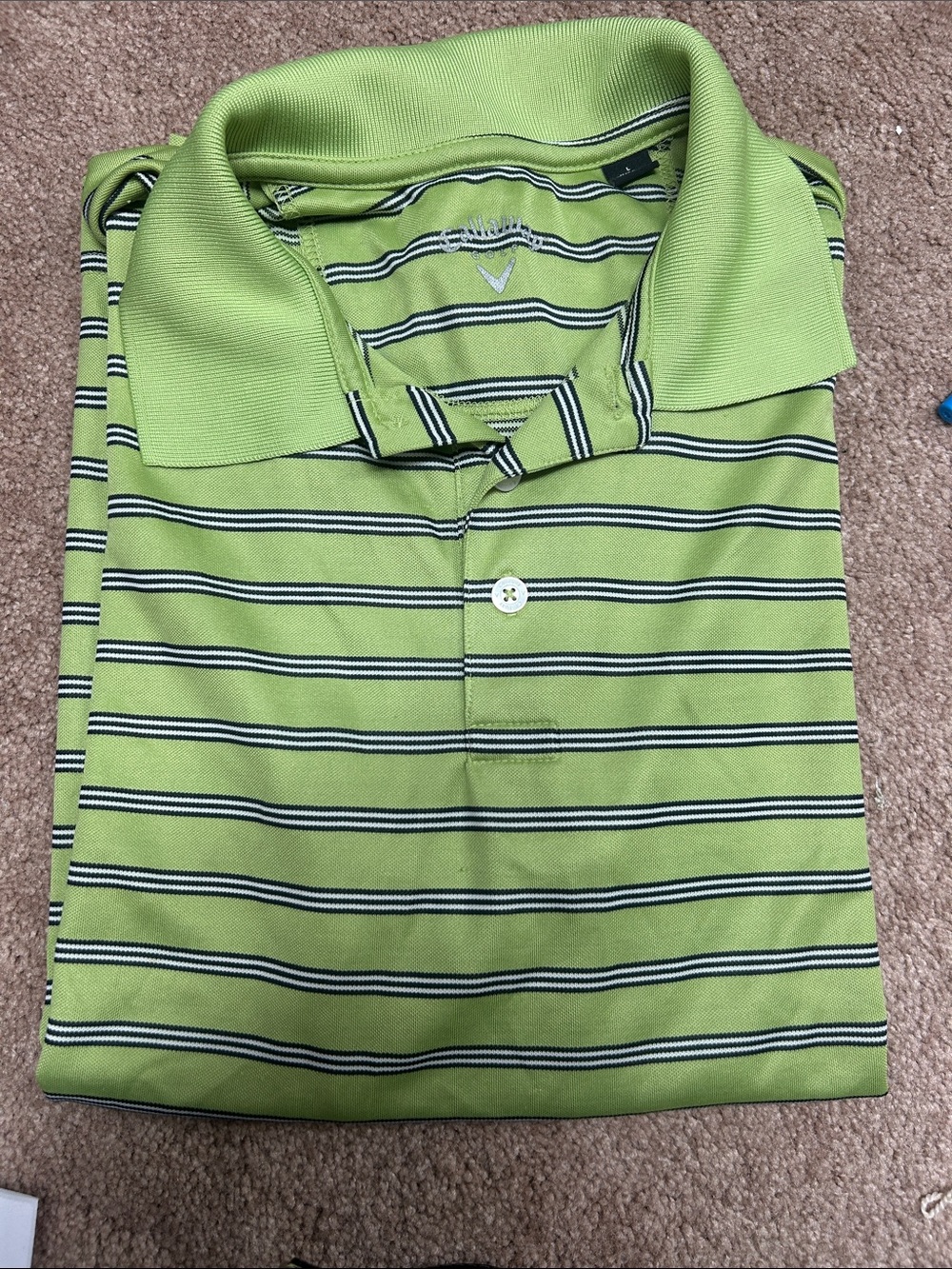 Striped Lime Green Polo Shirt Bin f lot 7